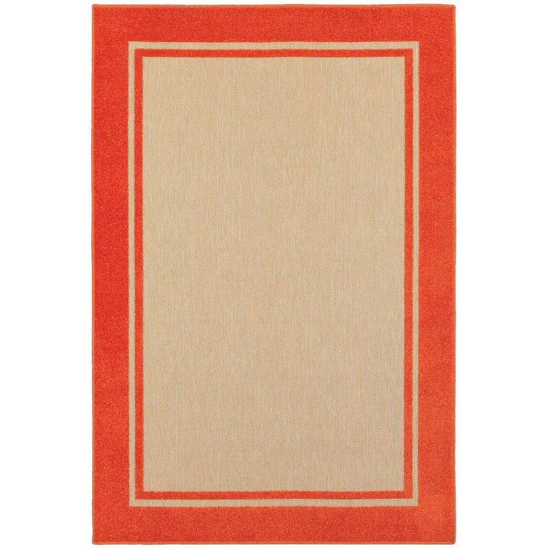 Cayman 5594Q Sand/ Orange Indoor/Outdoor Area Rug - 3'10" x 5'5"