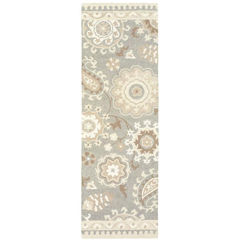Craft 93003 Grey/ Sand Indoor Area Rug - 2'6" x 8'