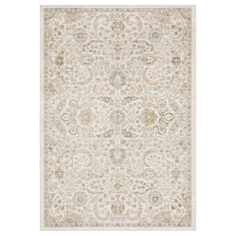 Cavett CAV05 Ivory/ Gold Indoor Area Rug - 6'7" x 9'6"