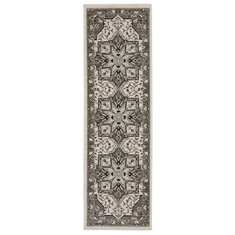 Chamberlain CH09A Ivory/ Grey Indoor Area Rug - 2'3" x 7'6"