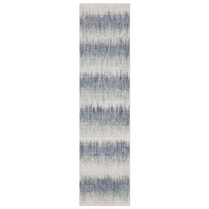 Clarke CLA06 Blue/ Ivory Indoor Area Rug - 2'6" x 10'