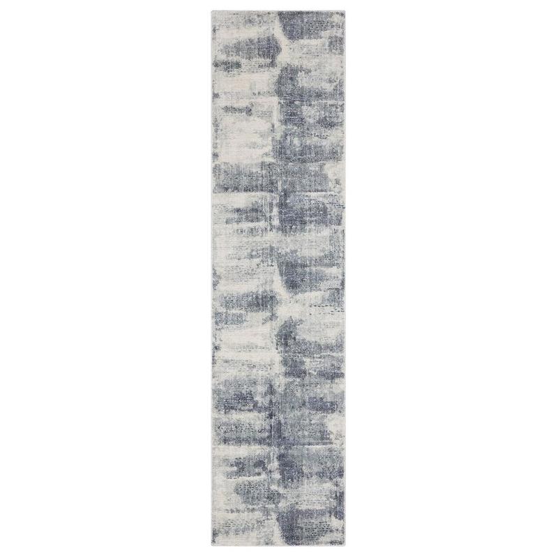 Clarke CLA07 Blue/ Ivory Indoor Area Rug - 2'6" x 10'