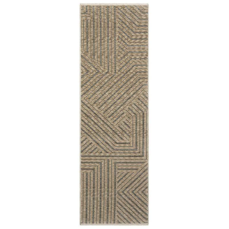 Echo ECH01 Beige/ Grey Indoor Area Rug - 2'3" x 7'6"