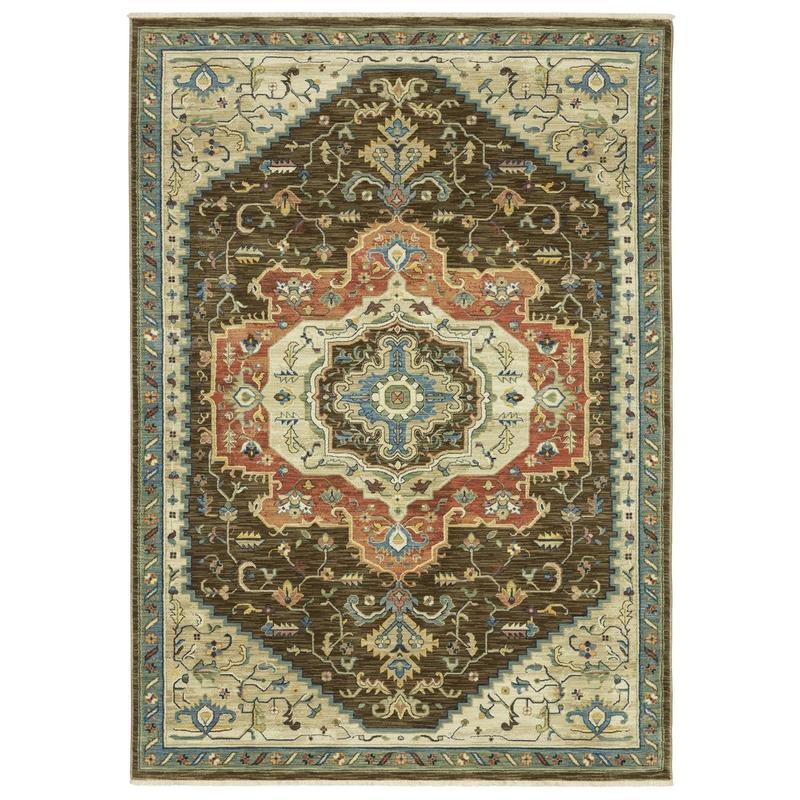 Francesca FR09M Brown/ Orange Indoor Area Rug - 6'7" x 9'6"