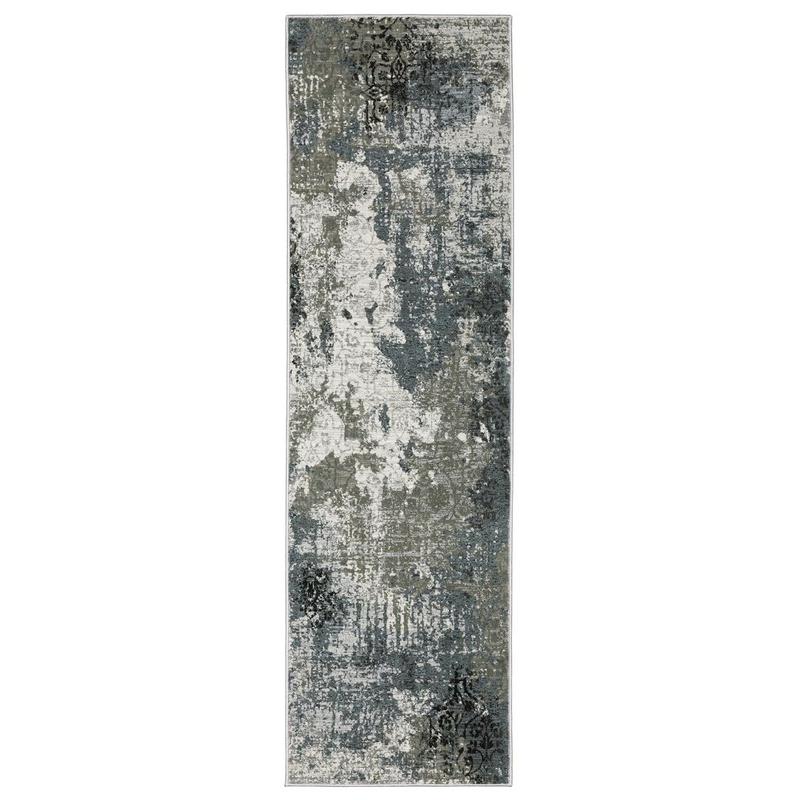 Gemini 001X2 Ivory/ Blue Indoor Area Rug - 2'3" x 7'6"