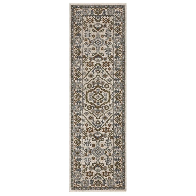 Hastings HA02I Ivory/ Rust Indoor Area Rug - 2'3" x 7'6"