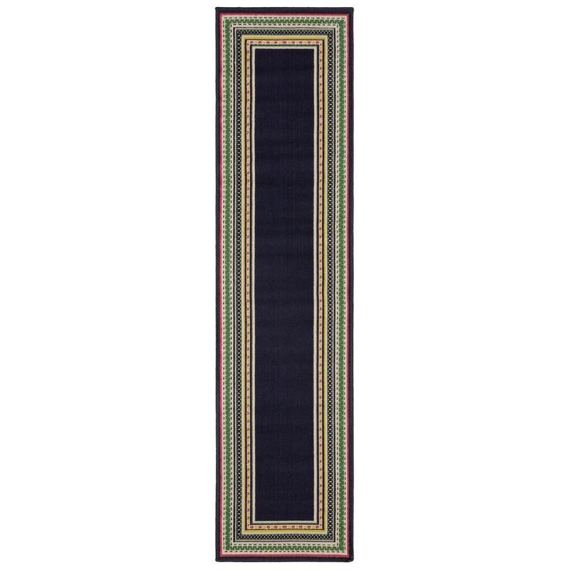 Havana HAV06 Navy/ Multi Indoor/Outdoor Area Rug - 1'10" x 7'3"
