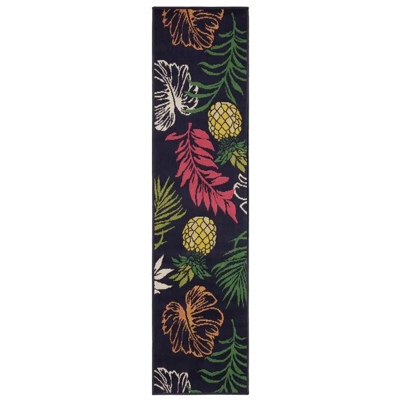 Havana HAV07 Navy/ Multi Indoor/Outdoor Area Rug - 1'10" x 7'3"