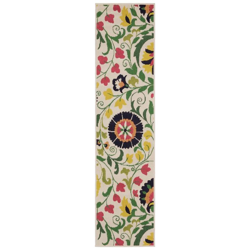 Havana HAV10 Ivory/ Multi Indoor/Outdoor Area Rug - 1'10" x 7'3"