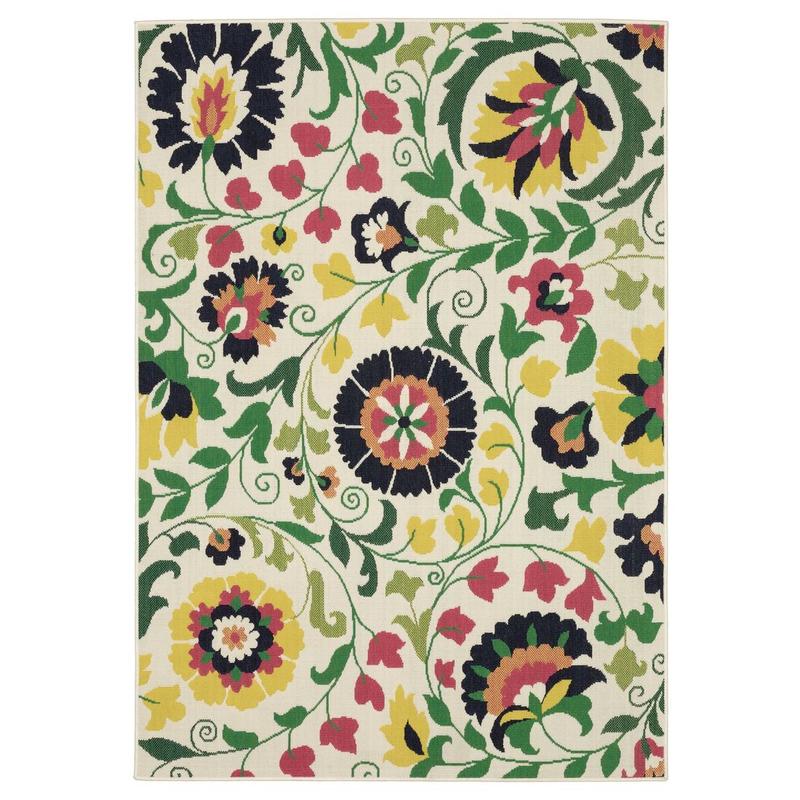 Havana HAV10 Ivory/ Multi Indoor/Outdoor Area Rug - 5'3" x 7'3"