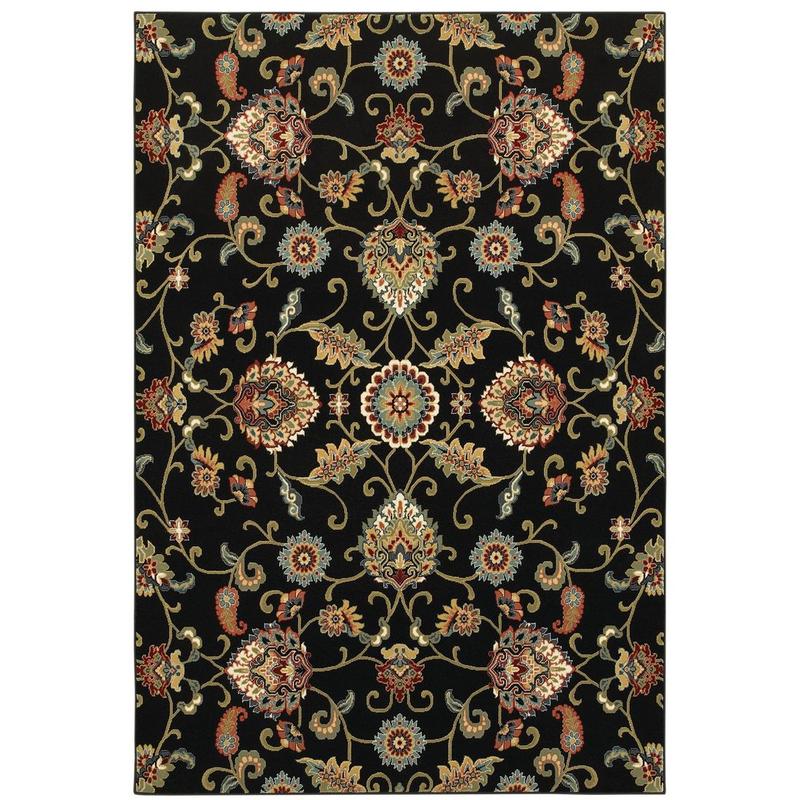 Kashan 9946K Black/ Multi Indoor Area Rug - 1'10" x 3'