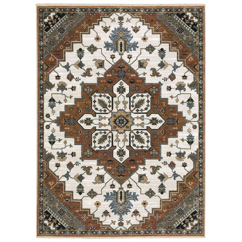 Keira KEI03 Rust/ Ivory Indoor Area Rug - 3'3" x 5'