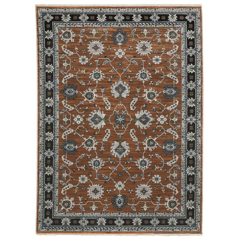 Keira KEI05 Rust/ Grey Indoor Area Rug - 3'3" x 5'