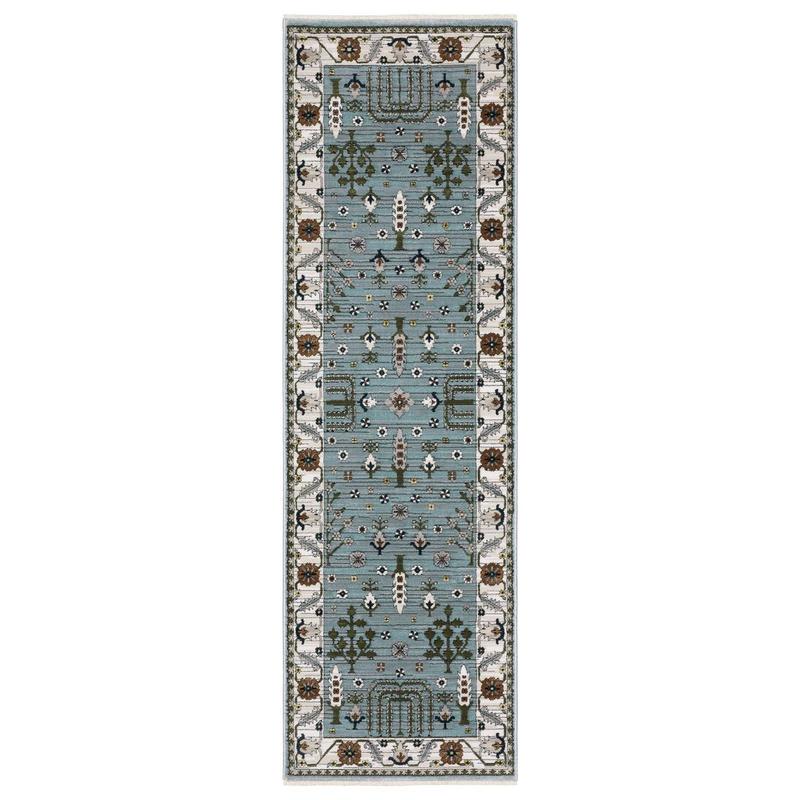 Keira KEI06 Pale Blue/ Green Indoor Area Rug - 2'3" x 7'6"