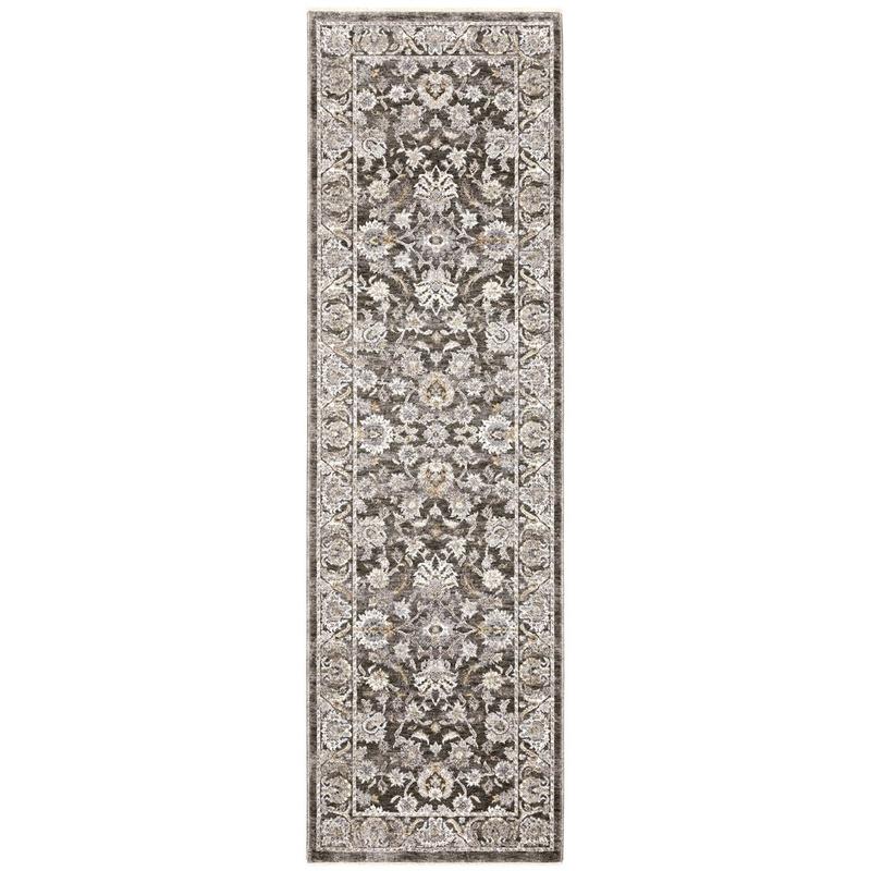 Maharaja 070N1 Charcoal/Grey Indoor Area Rug - 2'3" x 7'6"