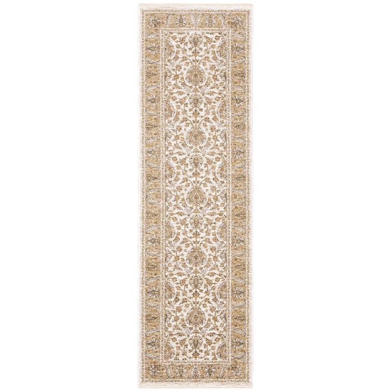 Maharaja 5091W Ivory/ Gold Indoor Area Rug - 2'3" x 7'6"
