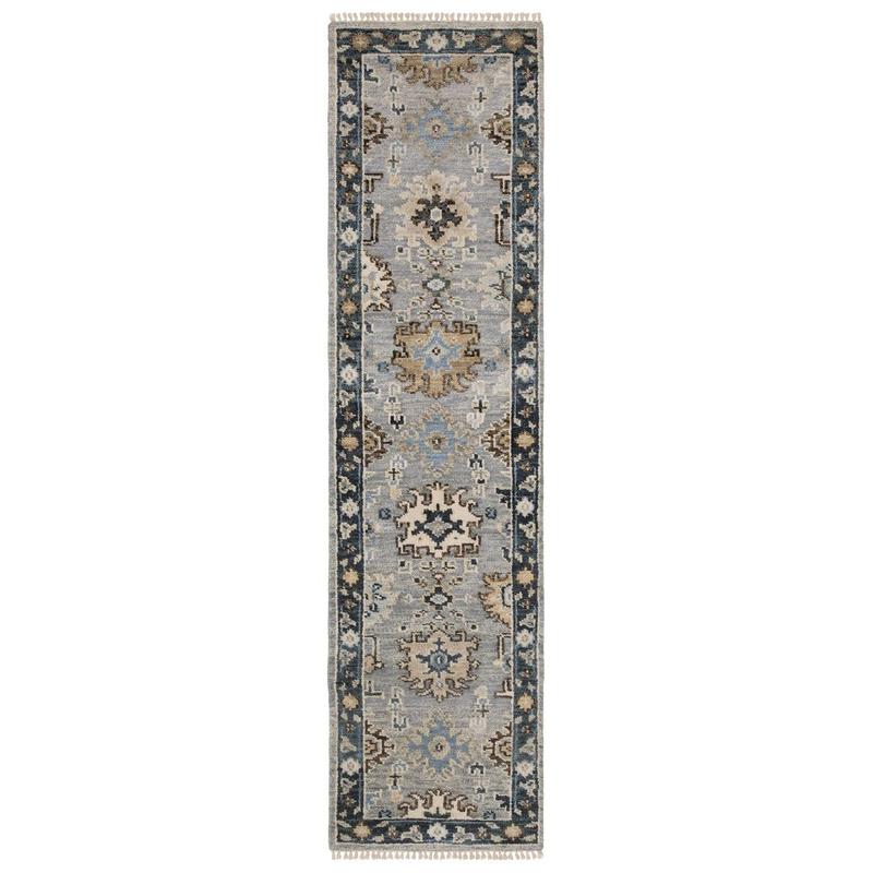 Majorca MAJ05 Grey/ Blue Indoor Area Rug - 2'6" x 10'